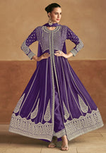Load image into Gallery viewer, Purple Chinon Pant Style Suit
