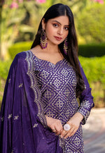 Load image into Gallery viewer, Purple Chinon Readymade Pakistani Suit

