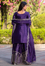 Load image into Gallery viewer, Purple Chinon Readymade Pakistani Suit
