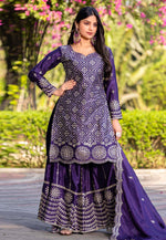 Load image into Gallery viewer, Purple Chinon Readymade Pakistani Suit
