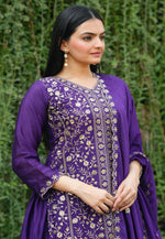 Load image into Gallery viewer, Purple Chinon Readymade Palazzo Suit

