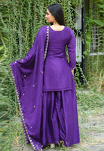Load image into Gallery viewer, Purple Chinon Readymade Palazzo Suit
