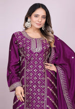 Load image into Gallery viewer, Purple Chinon Readymade Palazzo Suit
