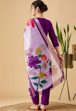 Load image into Gallery viewer, Purple Chinon Readymade Pant Style Suit
