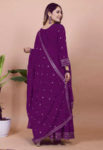Load image into Gallery viewer, Purple Chinon Readymade Sharara Suit
