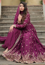 Load image into Gallery viewer, Purple Chinon Readymade Sharara Suit
