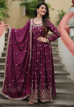 Load image into Gallery viewer, Purple Chinon Readymade Sharara Suit
