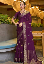 Load image into Gallery viewer, Purple Chinon Saree With Blouse
