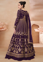Load image into Gallery viewer, Purple Chinon Silk Anarkali Suit
