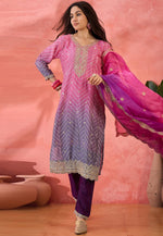 Load image into Gallery viewer, Purple Chinon Silk Readymade Pakistani Suit
