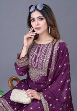 Load image into Gallery viewer, Purple Chinon Silk Readymade Sharara Suit
