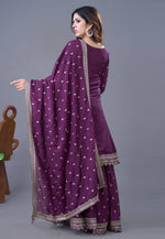 Load image into Gallery viewer, Purple Chinon Silk Readymade Sharara Suit
