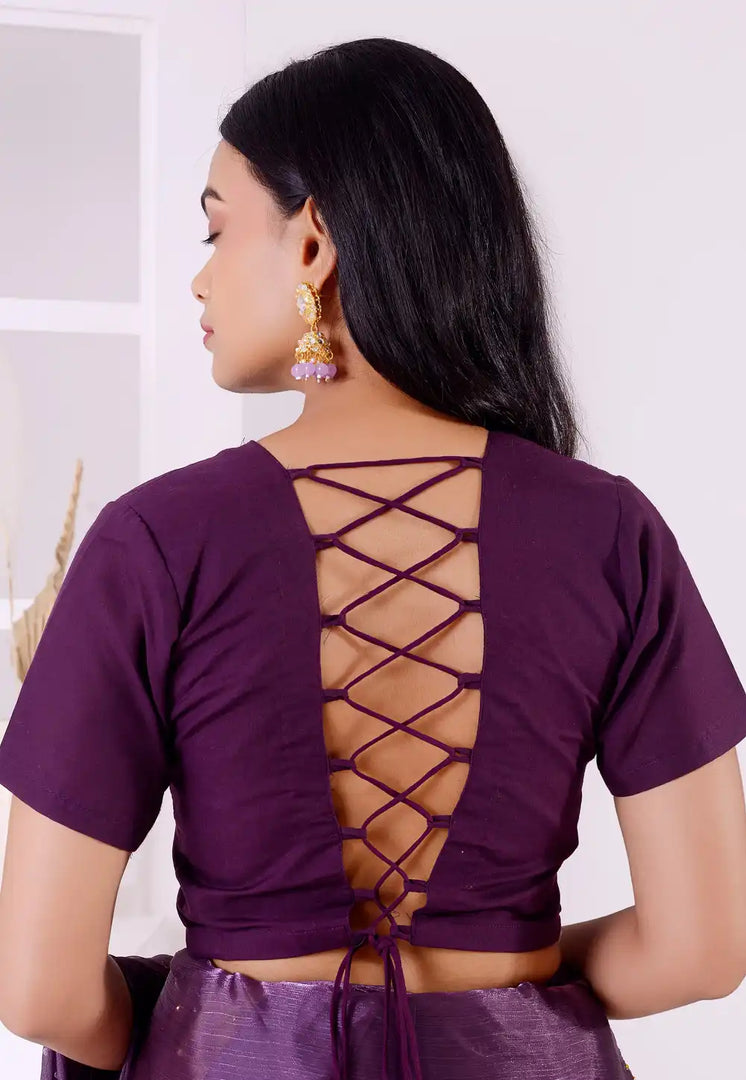 Purple Cotton Readymade Blouse