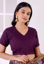 Load image into Gallery viewer, Purple Cotton Readymade Blouse
