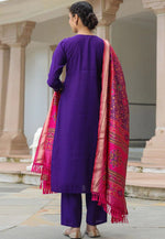 Load image into Gallery viewer, Purple Cotton Readymade Pakistani Suit
