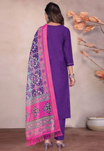 Load image into Gallery viewer, Purple Cotton Readymade Pakistani Suit
