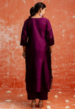 Load image into Gallery viewer, Purple Cotton Silk Readymade Pant Style Suit
