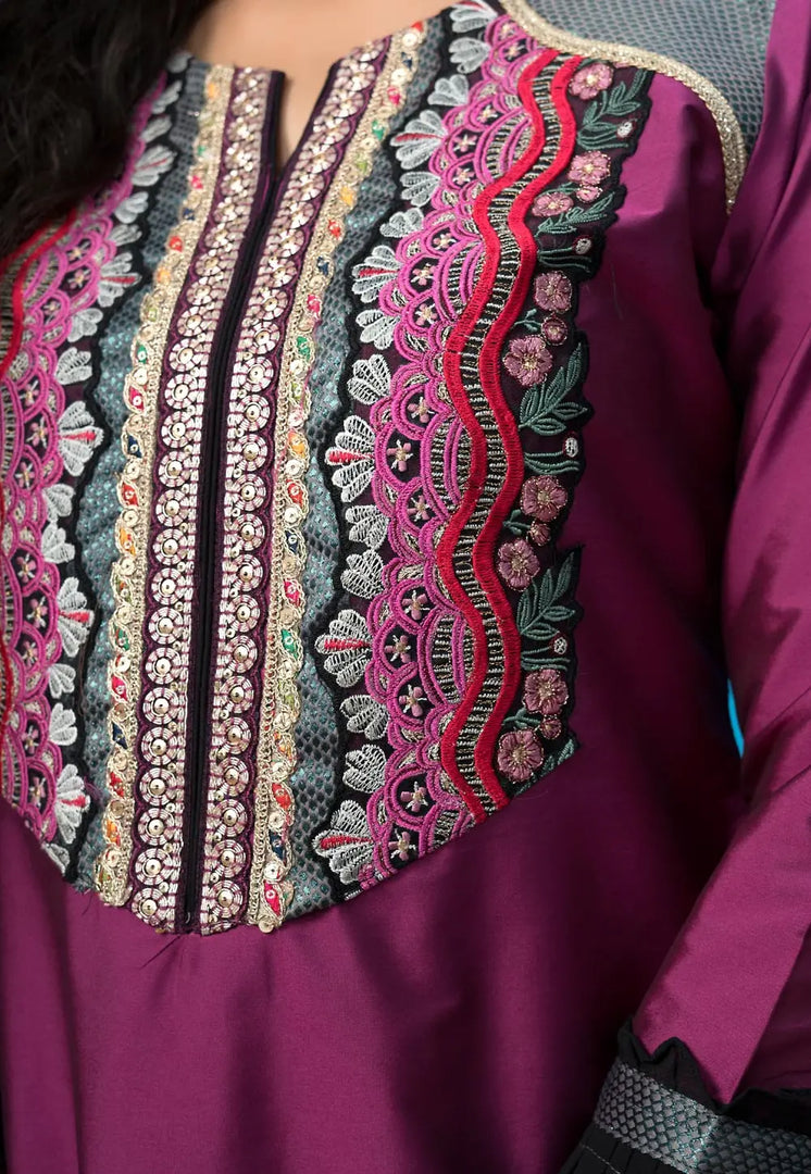 Purple Cotton Silk Readymade Sharara Suit