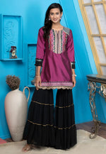Load image into Gallery viewer, Purple Cotton Silk Readymade Sharara Suit
