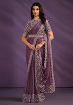 Load image into Gallery viewer, Purple Crepe Lehenga Saree
