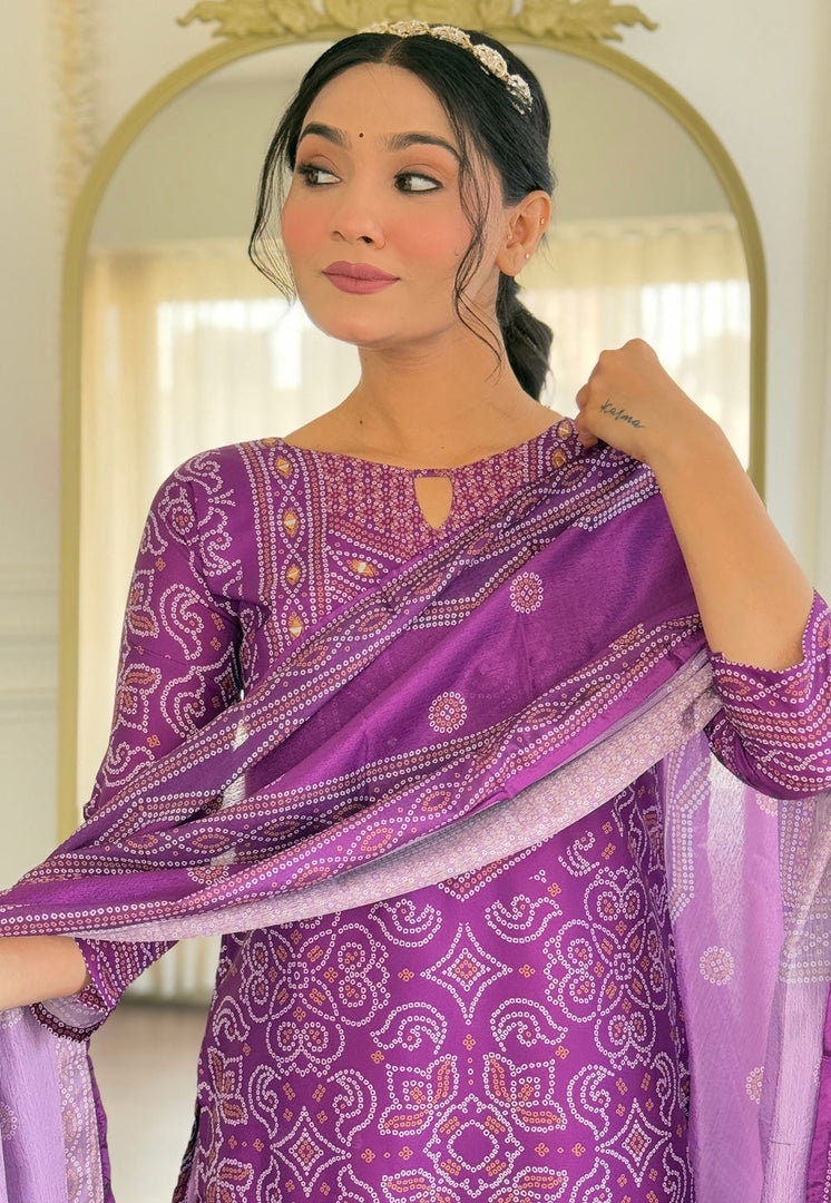 Purple Crepe Readymade Pakistani Suit