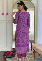 Load image into Gallery viewer, Purple Crepe Readymade Pakistani Suit
