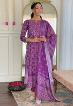 Load image into Gallery viewer, Purple Crepe Readymade Pakistani Suit
