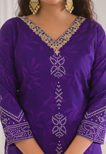 Load image into Gallery viewer, Purple Crepe Readymade Pakistani Suit
