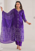 Load image into Gallery viewer, Purple Crepe Readymade Pakistani Suit
