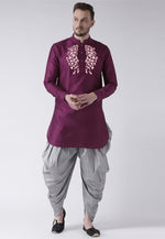Load image into Gallery viewer, Purple Dupion Silk Dhoti Kurta
