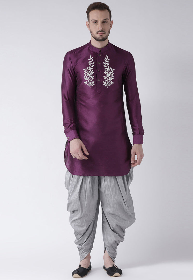 Purple Dupion Silk Dhoti Kurta