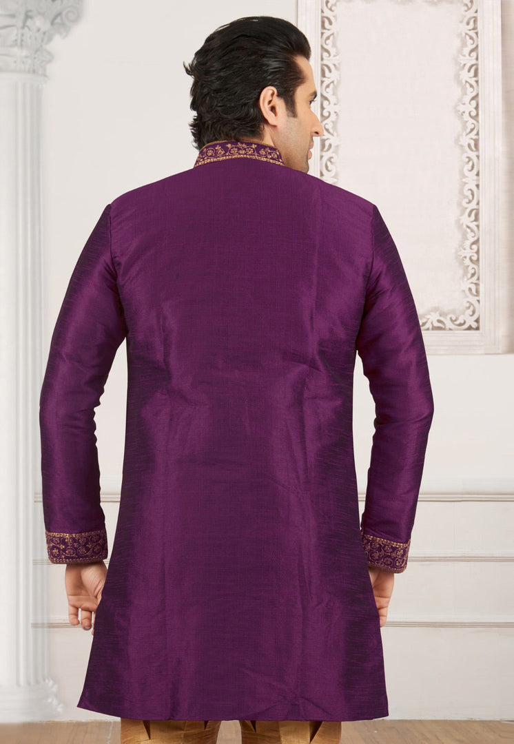 Purple Dupion Silk Indo Western Suit
