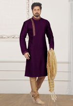 Load image into Gallery viewer, Purple Dupion Silk Kurta Pajama
