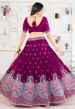 Load image into Gallery viewer, Purple Faux Georgette Circular Lehenga Choli
