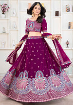 Load image into Gallery viewer, Purple Faux Georgette Circular Lehenga Choli
