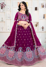 Load image into Gallery viewer, Purple Faux Georgette Circular Lehenga Choli
