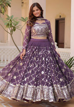 Load image into Gallery viewer, Purple Faux Georgette Circular Lehenga Choli
