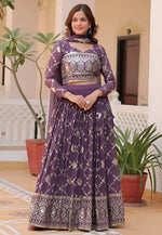 Load image into Gallery viewer, Purple Faux Georgette Circular Lehenga Choli
