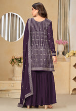 Load image into Gallery viewer, Purple Faux Georgette Gharara Suit
