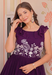 Purple Faux Georgette Gown
