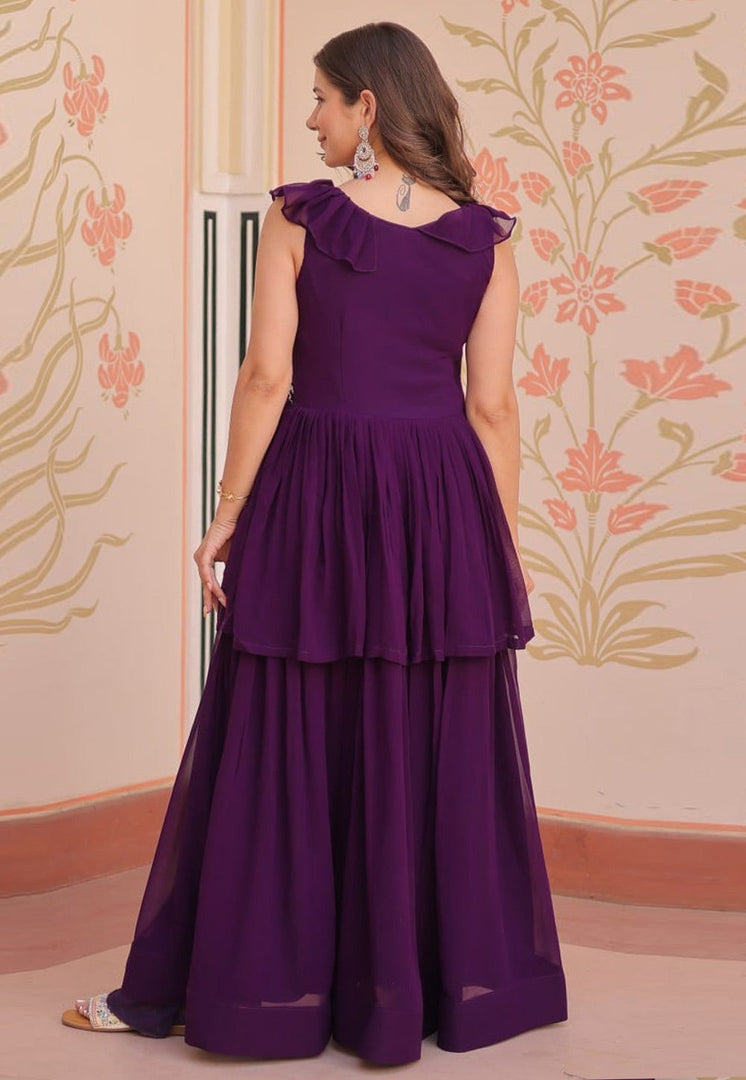 Purple Faux Georgette Gown
