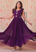 Load image into Gallery viewer, Purple Faux Georgette Gown
