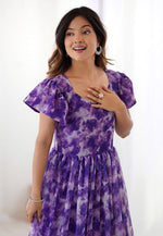 Load image into Gallery viewer, Purple Faux Georgette Printed Gown
