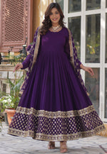 Load image into Gallery viewer, Purple Faux Georgette Readymade Anarkali Suit
