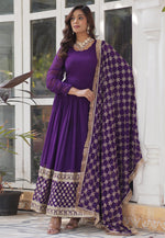 Load image into Gallery viewer, Purple Faux Georgette Readymade Anarkali Suit
