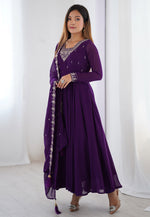 Load image into Gallery viewer, Purple Faux Georgette Readymade Anarkali Suit
