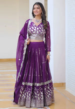 Load image into Gallery viewer, Purple Faux Georgette Readymade Circular Lehenga Choli
