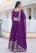 Load image into Gallery viewer, Purple Faux Georgette Readymade Circular Lehenga Choli

