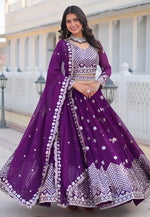 Load image into Gallery viewer, Purple Faux Georgette Readymade Circular Lehenga Choli
