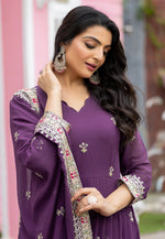 Load image into Gallery viewer, Purple Faux Georgette Readymade Long Anarkali Suit
